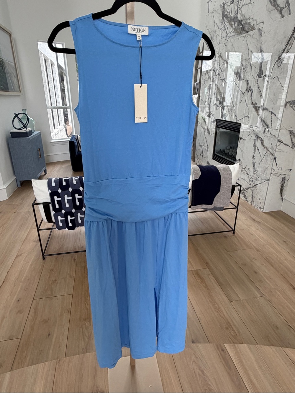 Nation Los Angeles sleeveless ruched midi dress